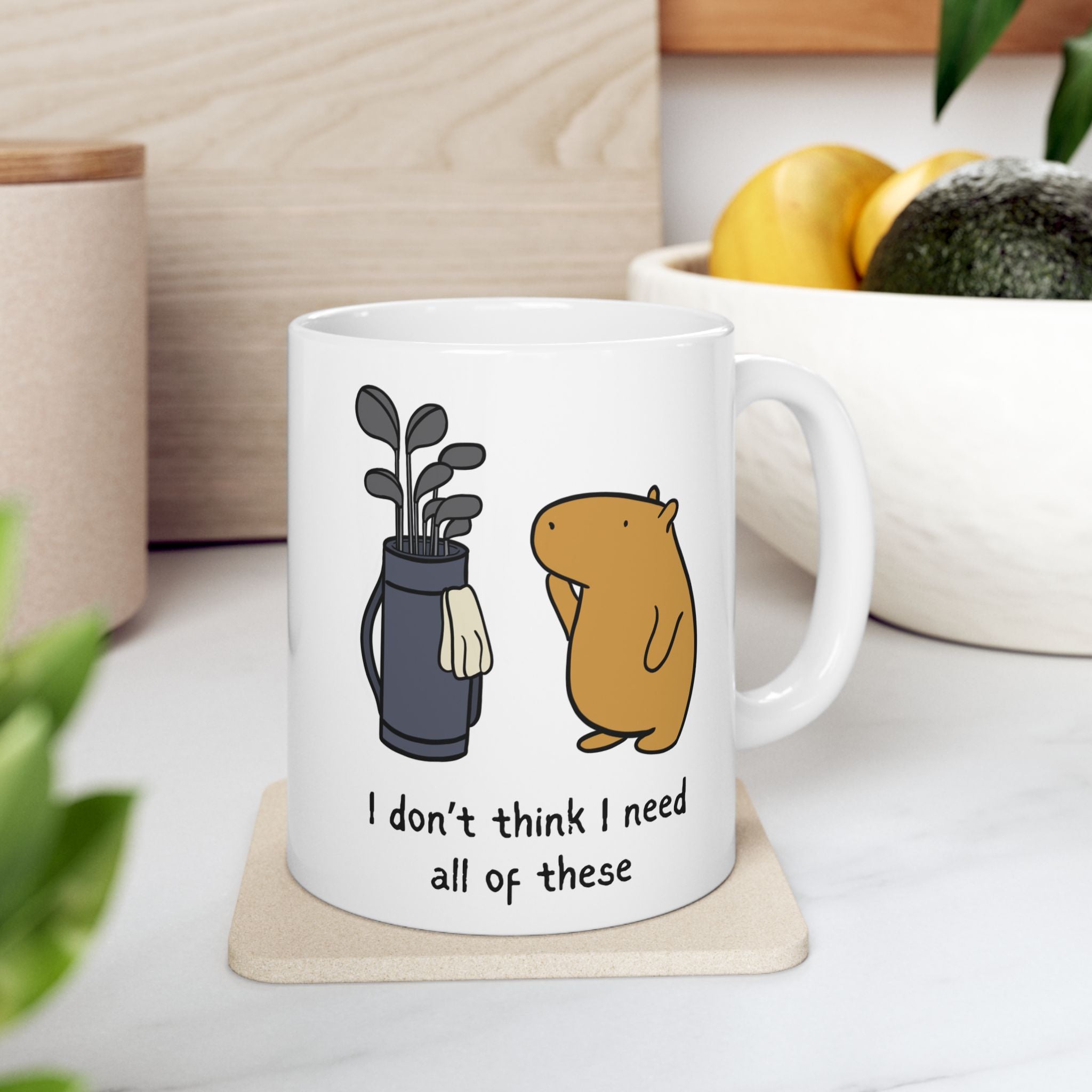 "I don't think I need all of these" Capybara Golf Lover Coffee Mug