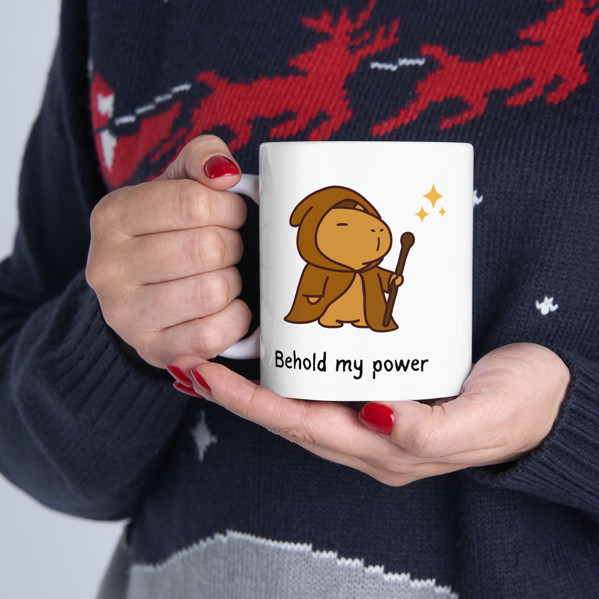 "Behold My Power" Capybara Wizard Coffee Mug