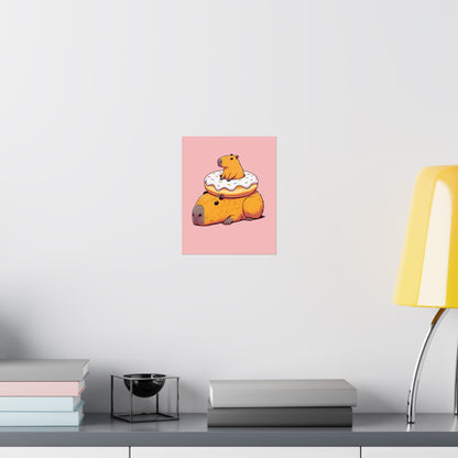 Cute & Funny Capybara Wall Art Print – Capybara Donut Bliss