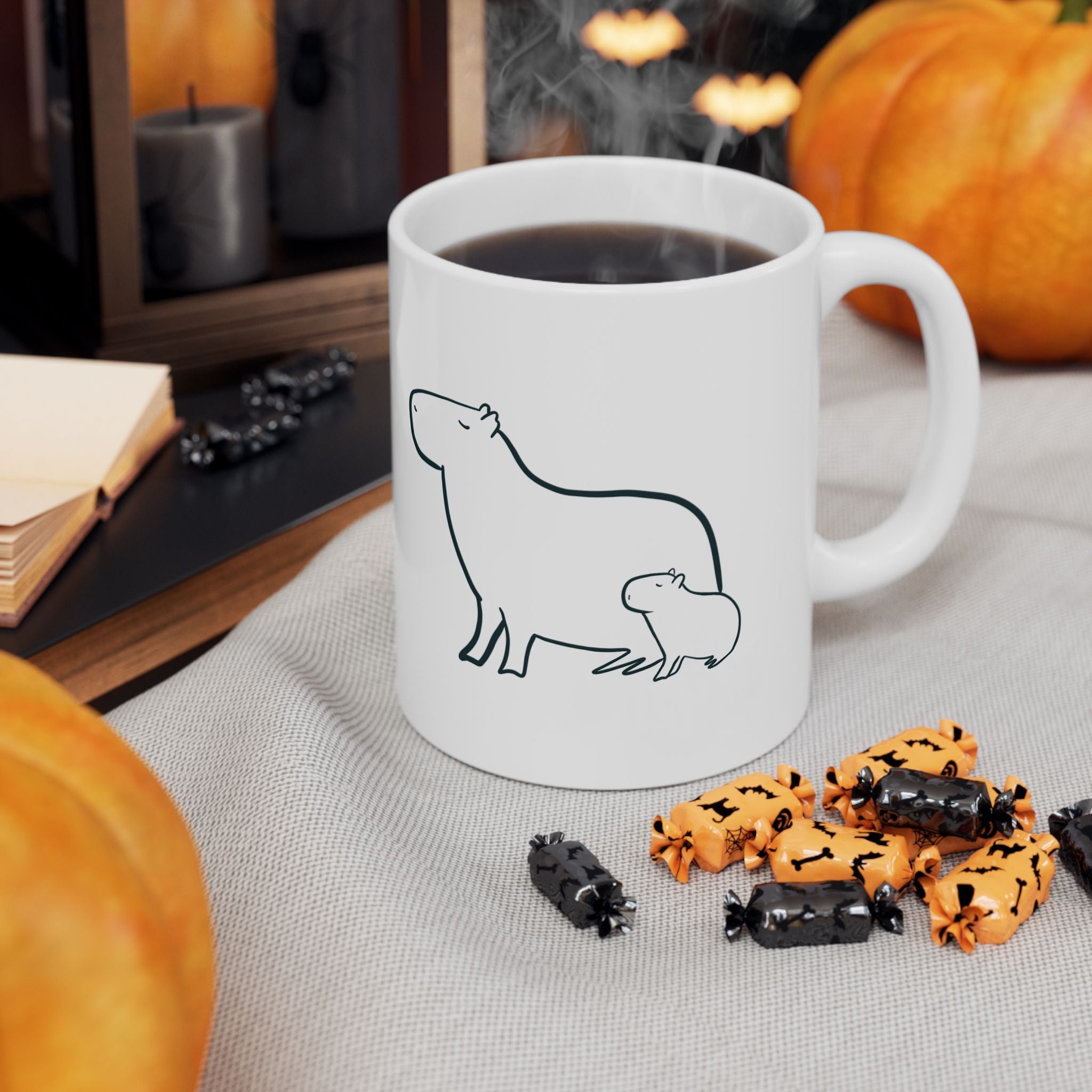Minimalist Capybara Mug – Cute Mom & Baby Coffee Mug for Animal Lovers