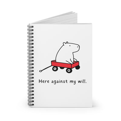 Funny Capybara Notebook – “Here Against My Will” Sarcastic Work Journal