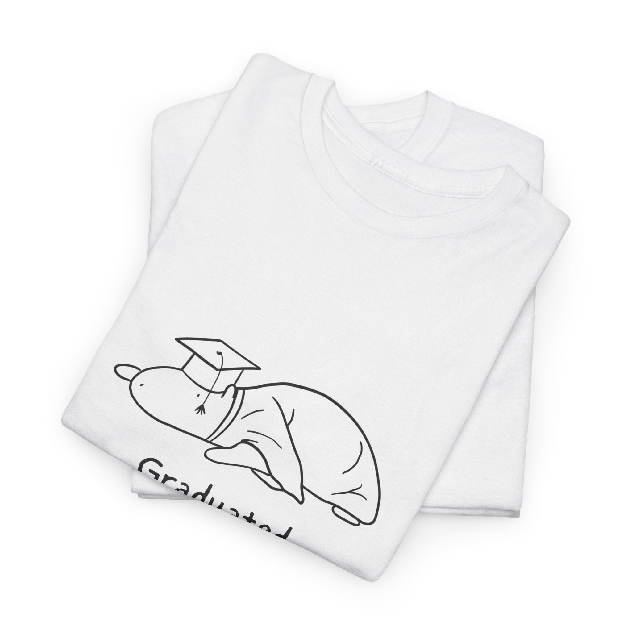 Funny Graduation Shirt – “Graduated (Barely)” Capybara Heavy Tee