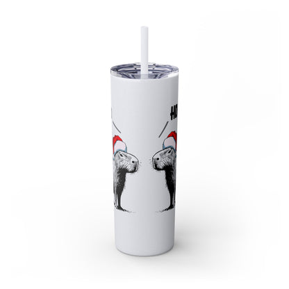 Ho Ho Ho Capybara Christmas Cup for Holiday Vibes - Skinny Tumbler