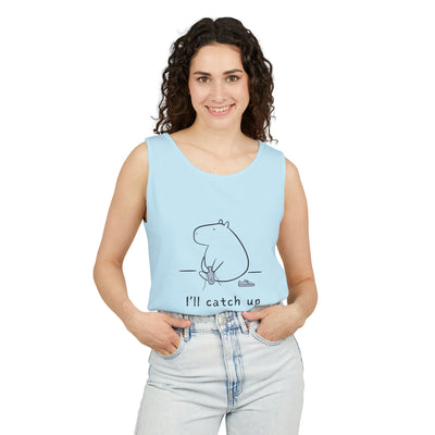Funny Capybara Tank Top – “I'll Catch Up’” Premium Comfort Colors Tank