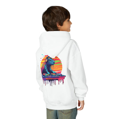 DJ Capybara Kids Hoodie | Music Lover Sweatshirt, Festival Vibes for Kids