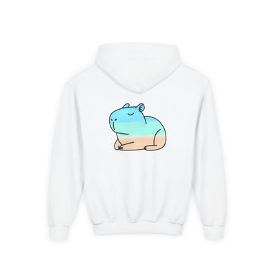 Capy Life Kids Coastal Capybara Hoodie – Front & Back Beach Graphic Pullover