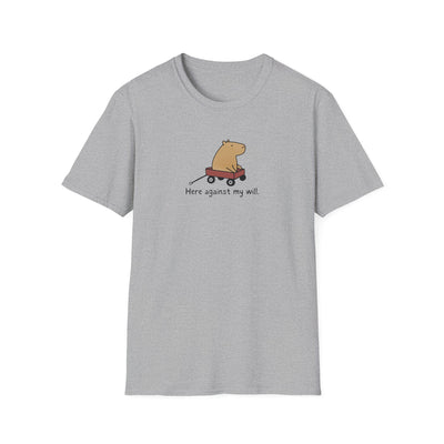Here Against My Will Minimalist Capybara Softstyle Adult T-Shirt