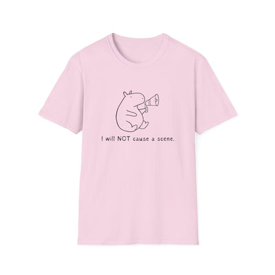Funny Capybara T-Shirt – “I will NOT cause a scene” Softstyle Tee