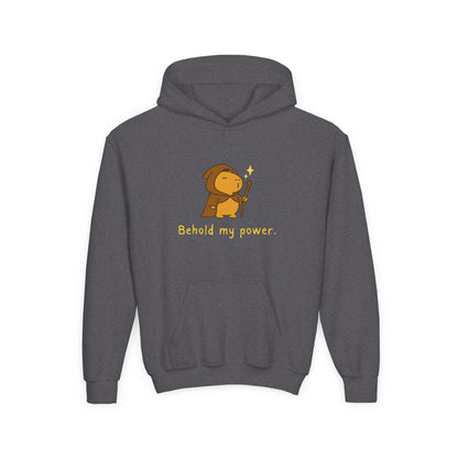 Behold My Power Kids Hoodie — Cozy Wizard Capybara Hoodie for Children | Cute Fantasy Sweatshirt
