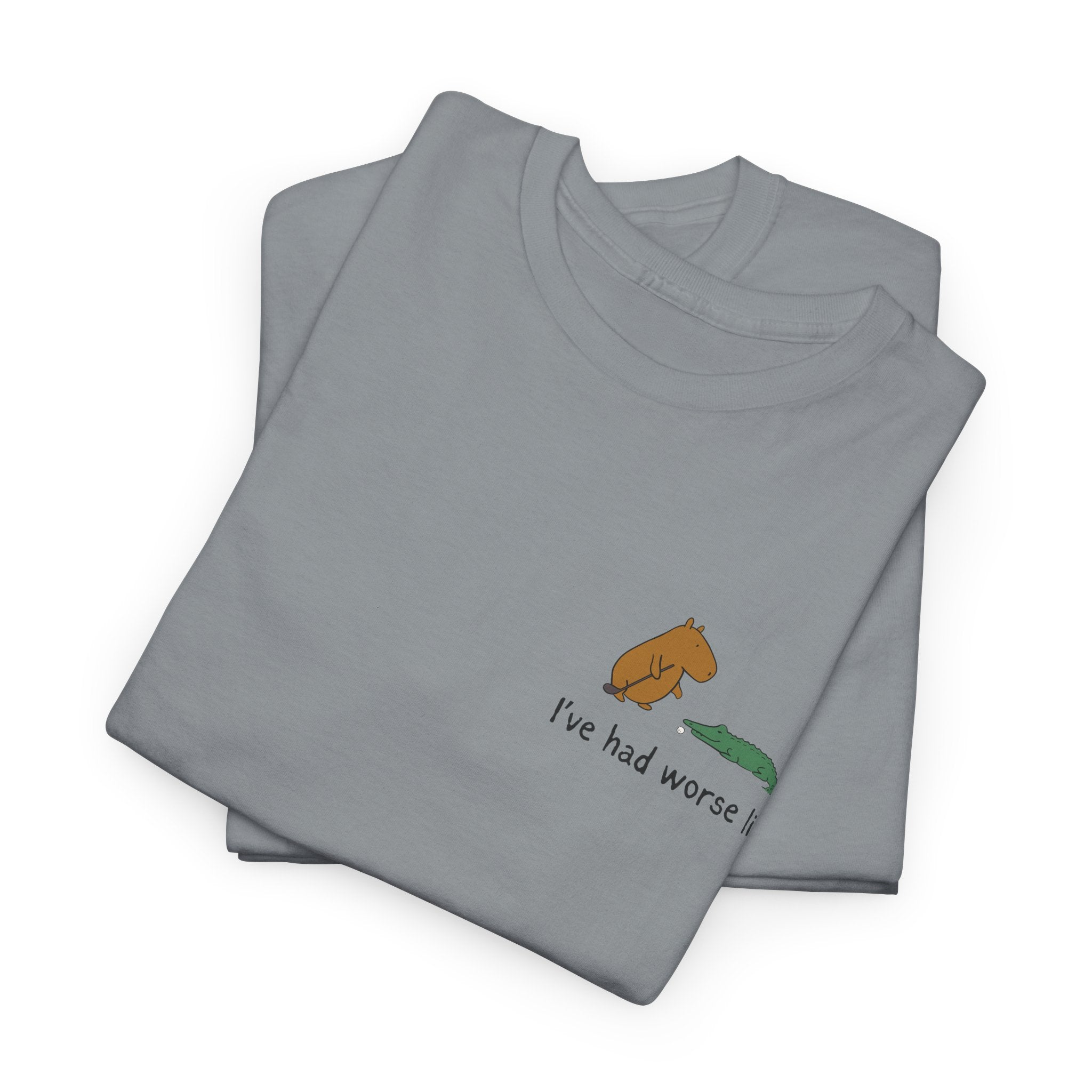 "I've had worse lies" - Funny Golf Capybara Left Logo Heavy Tee