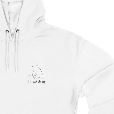 "I'll Catch Up" - Embroidered Funny Capybara Premium Hoodie