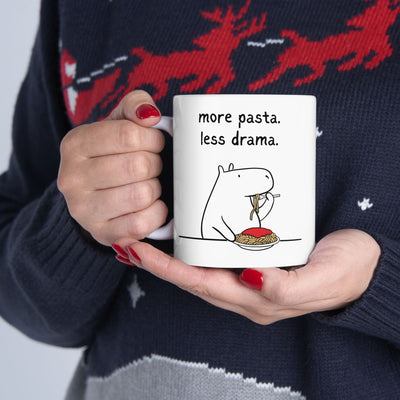 "More Pasta.  Less Drama." Capybara Carb Lovers Mug