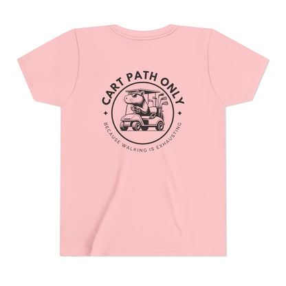 Funny Kids Golf Tee – Cart Path Only Capybara Tee – Country Club Style with Funny Golf Vibes – Chill Youth Polo Alternative