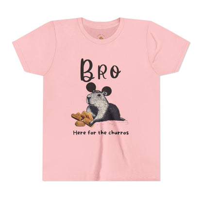 Bro Theme Park Here for the Churros Tee -  Capybara Youth Unisex Jersey Short Sleeve Shirt