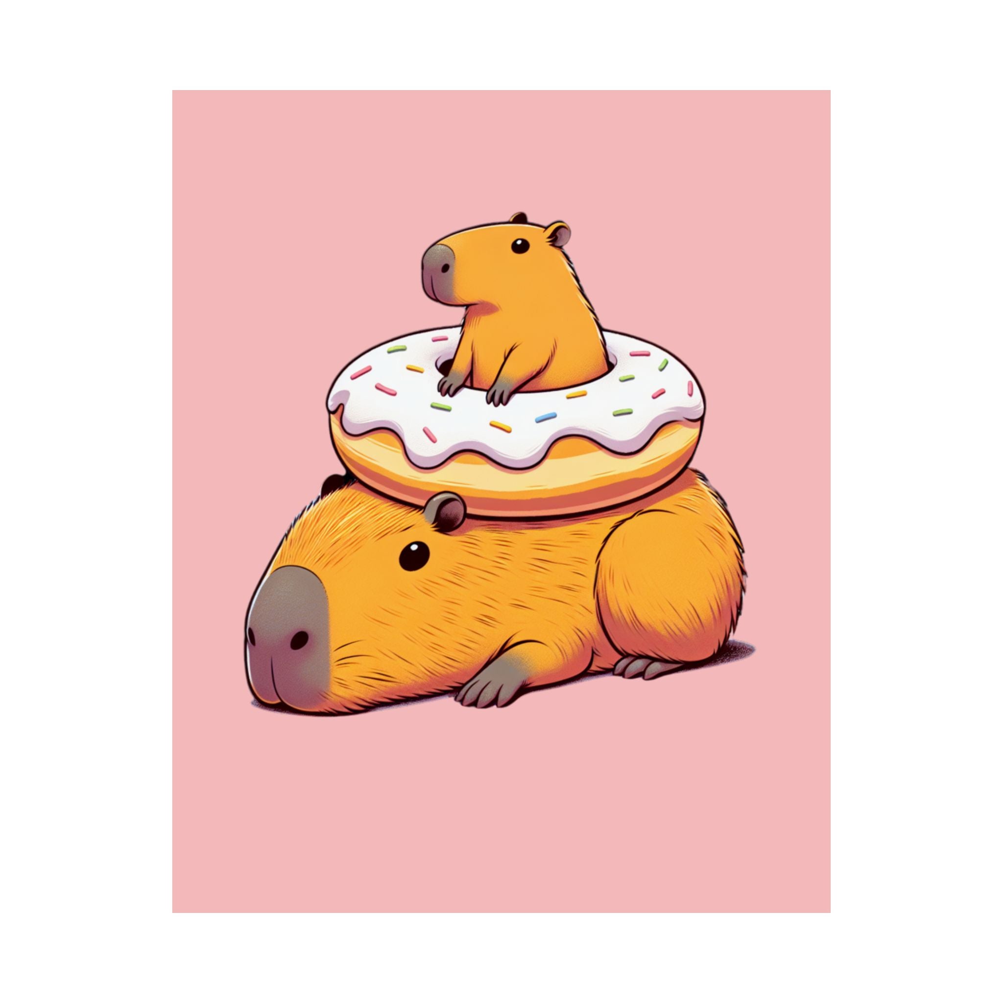 Cute & Funny Capybara Wall Art Print – Capybara Donut Bliss