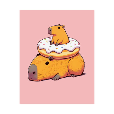 Cute & Funny Capybara Wall Art Print – Capybara Donut Bliss