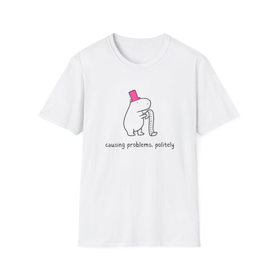 "Causing Problems Politely" Funny Capybara Softstyle Tee