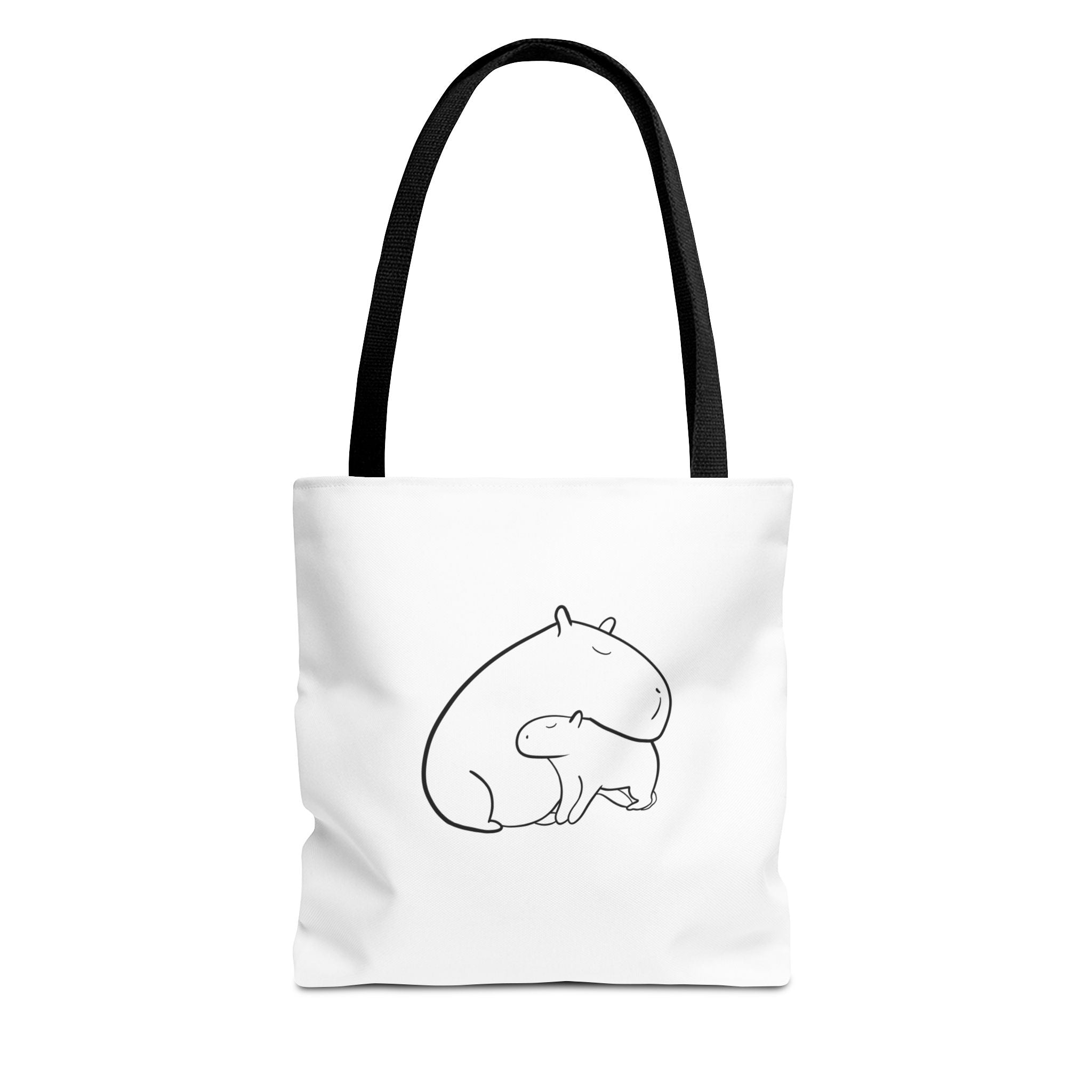 Minimalist Cozy Capybara Tote - Mom & Baby Cuddles Premium Tote Bag