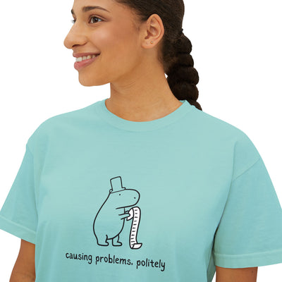 Funny Womens Boxy Tee - Capybara Causing Problems Politely