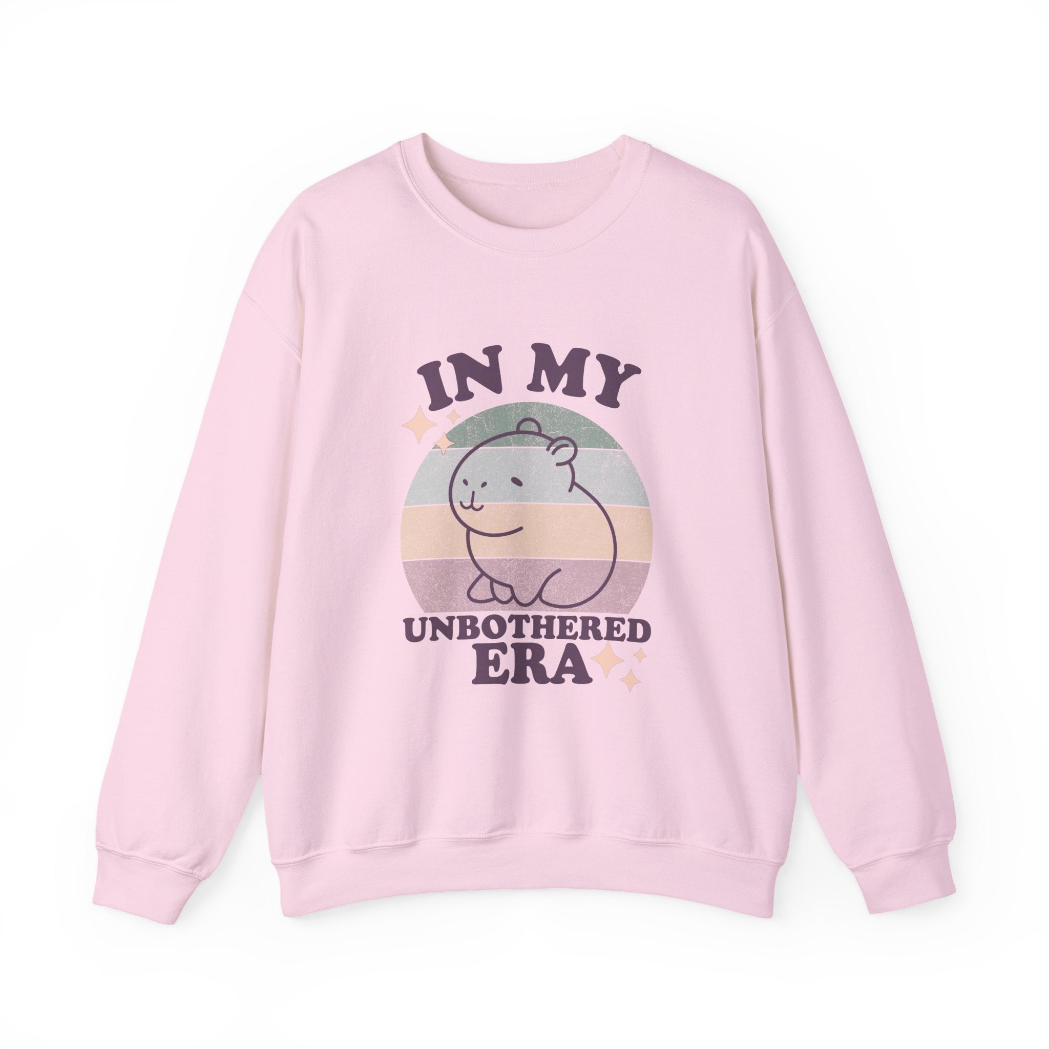 In My Unbothered Era Capybara Sweatshirt – Funny Chill Era Crewneck for Adults – Cozy Capy Life Retro Sun Design