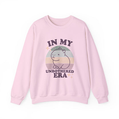 In My Unbothered Era Capybara Sweatshirt – Funny Chill Era Crewneck for Adults – Cozy Capy Life Retro Sun Design