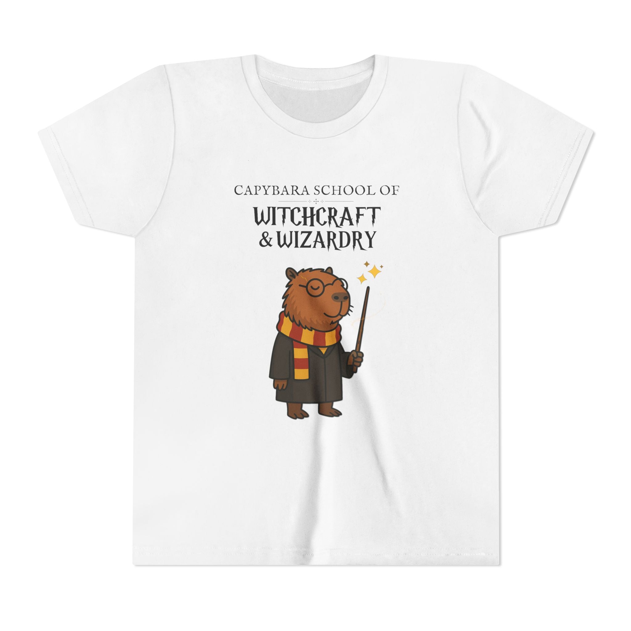 Whimsical Youth Tee - Capybara School of Witchcraft & Wizardry, Funny Hairy Potter Parody | Magical Fandom Gift |  Youth Hairy Potter Unisex Tee
