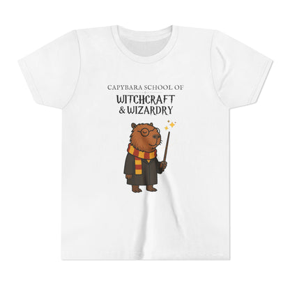Whimsical Youth Tee - Capybara School of Witchcraft & Wizardry, Funny Hairy Potter Parody | Magical Fandom Gift |  Youth Hairy Potter Unisex Tee