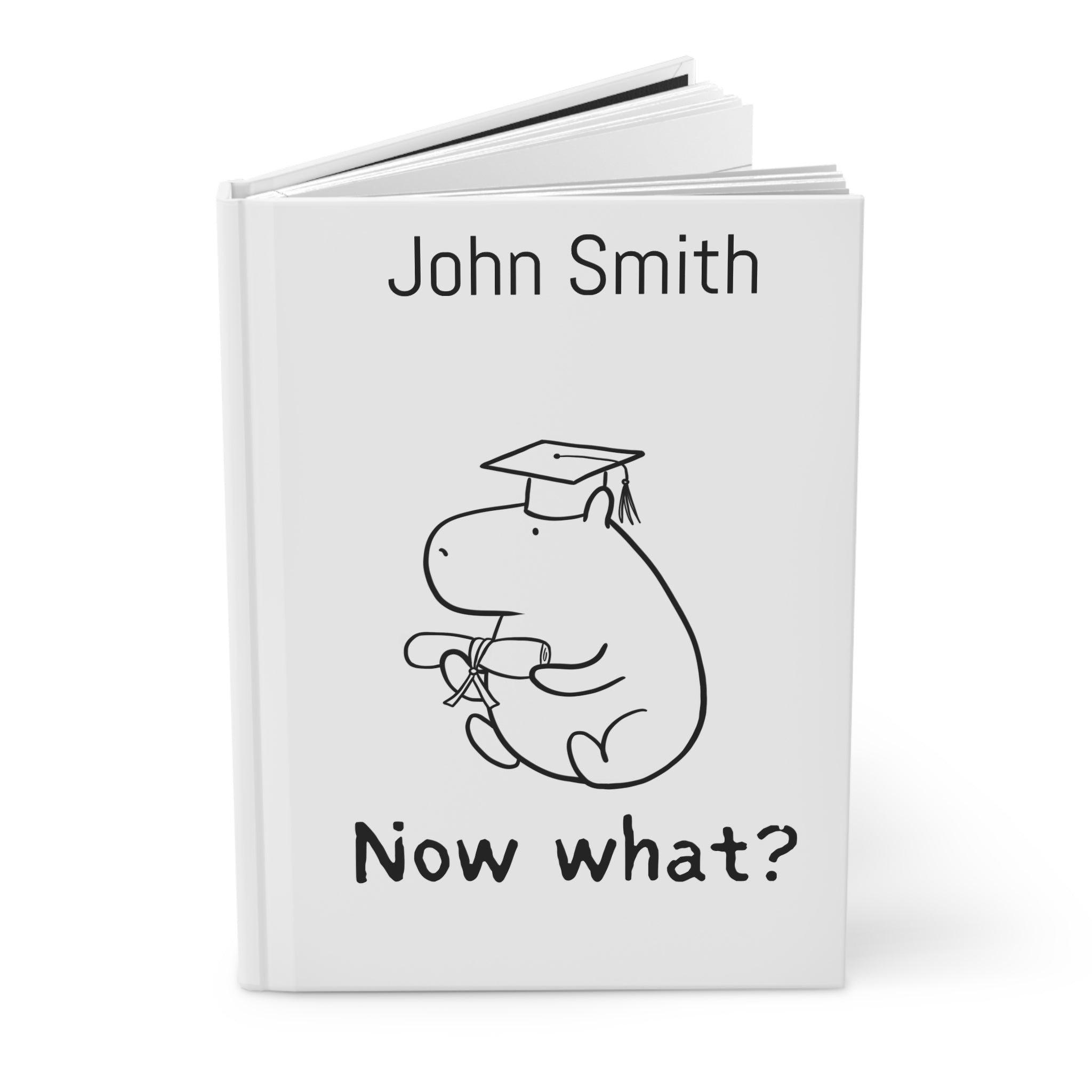 Personalized Graduation Journal – “Now What?” Capybara Hardcover Notebook