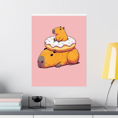 Cute & Funny Capybara Wall Art Print – Capybara Donut Bliss