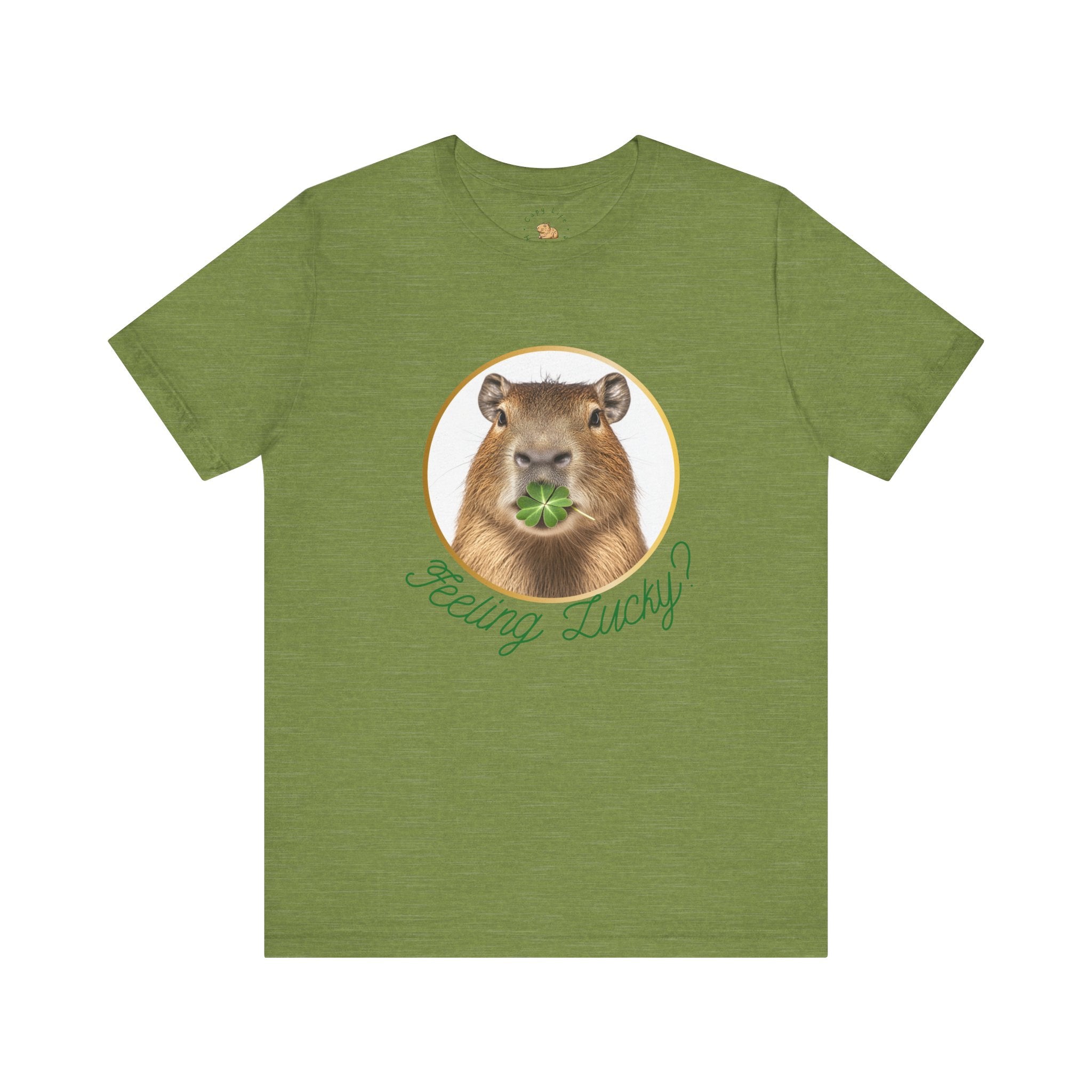 St Patrick's Day Feeling Lucky Tee - Lucky Capybara Unisex Jersey Short Sleeve Shirt