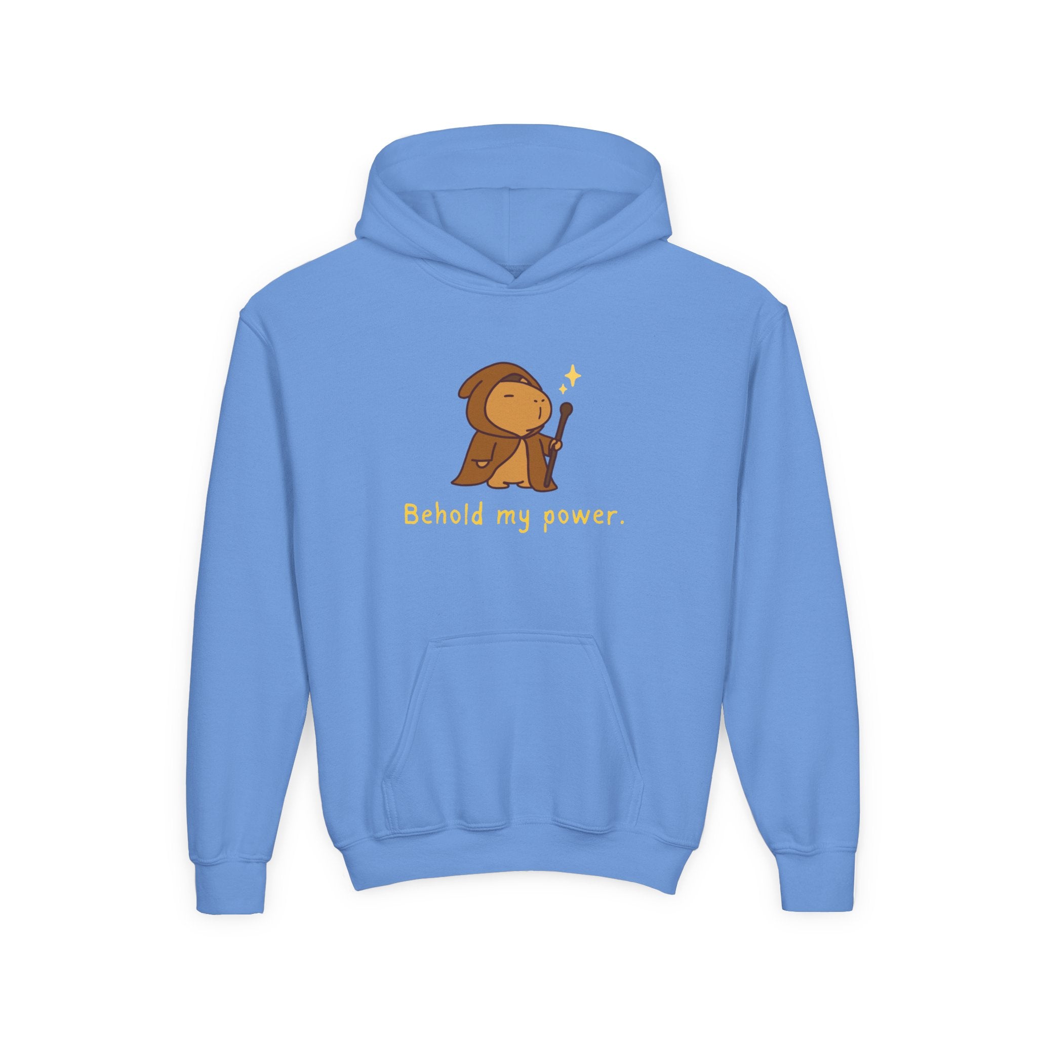 Behold My Power Kids Hoodie – Funny Wizard Capybara Hoodie for Kids