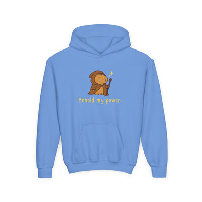 Behold My Power Kids Hoodie – Funny Wizard Capybara Hoodie for Kids