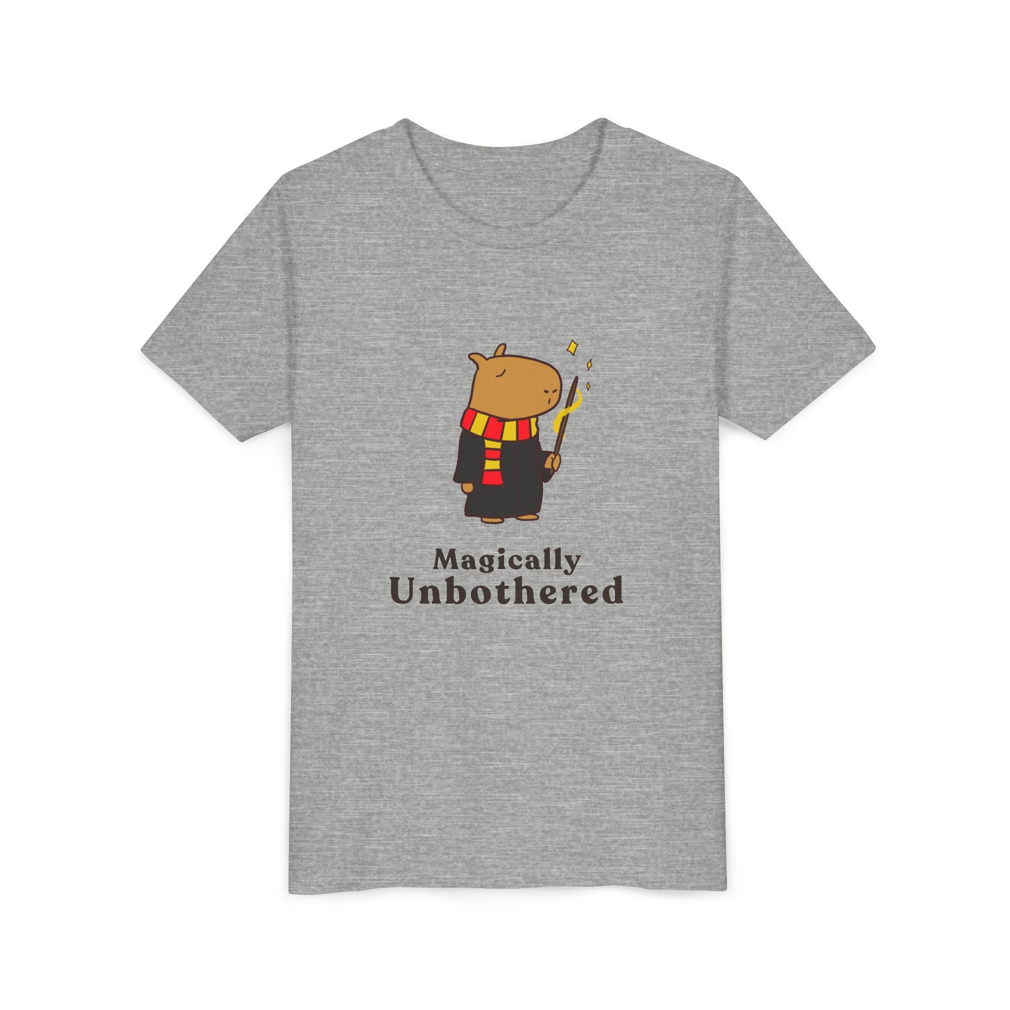 Magically Unbothered Kids Shirt | Chill Wizard Capybara Graphic Youth Tee