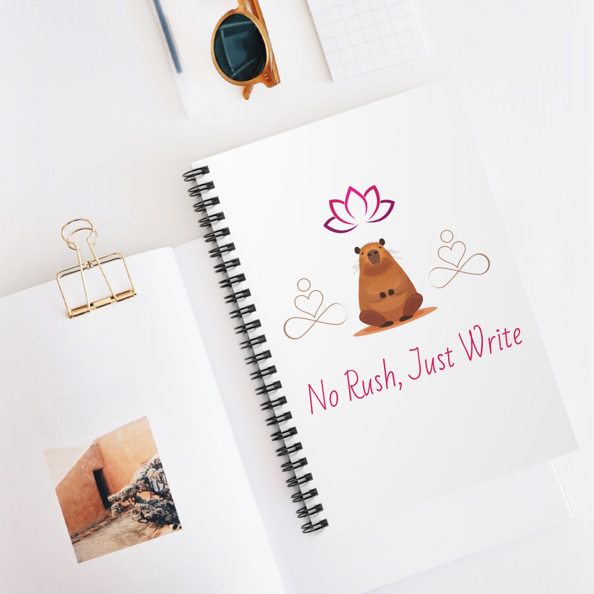 Cute Capybara Notebook – “No Rush, Just Write” Mindfulness Journal