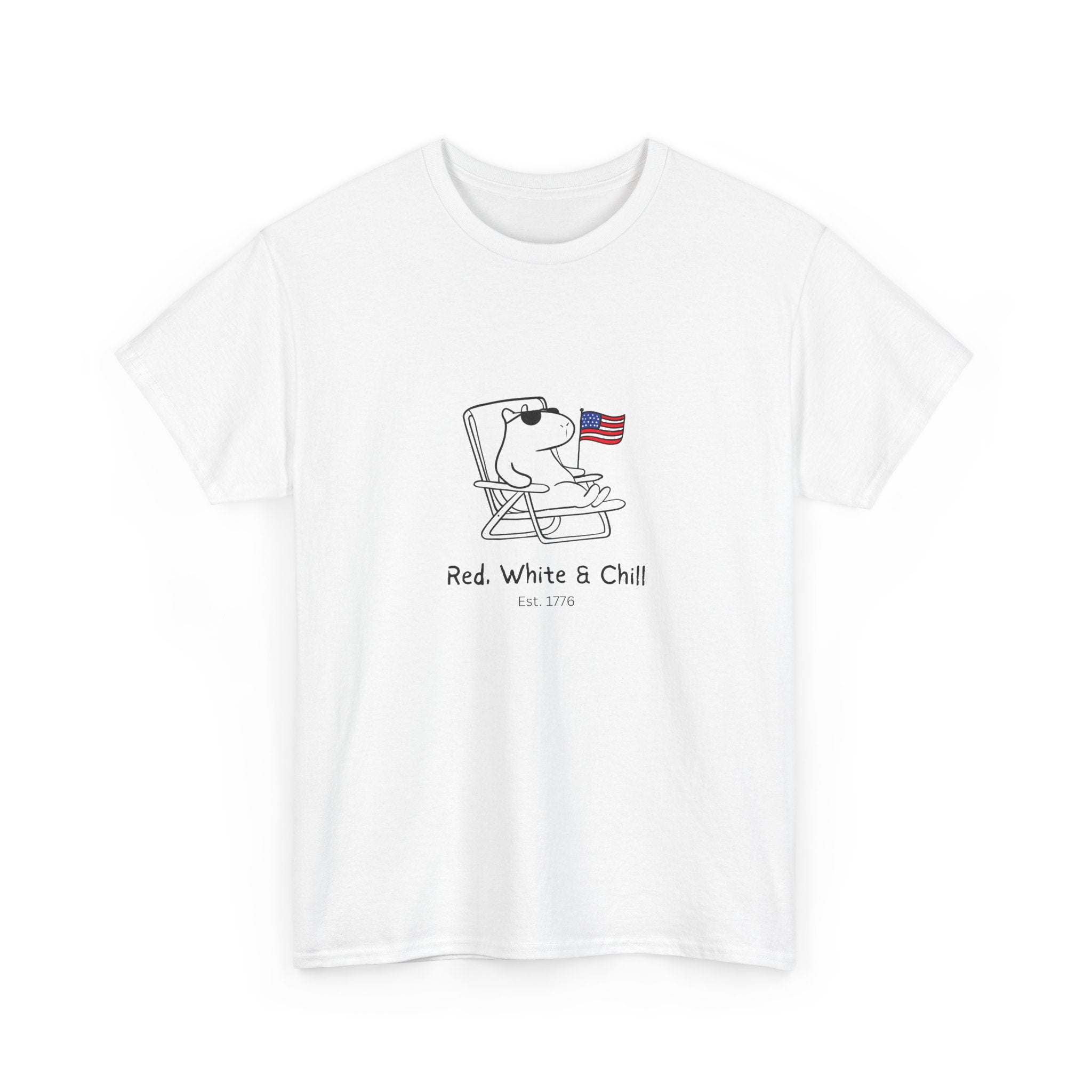 Funny USA Shirt – "Red, White & Chill" Capybara Heavy Tee