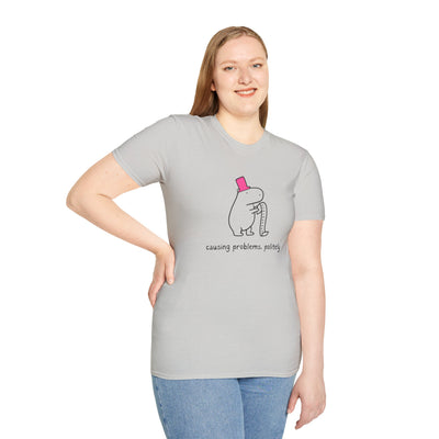 "Causing Problems Politely" Funny Capybara Softstyle Tee