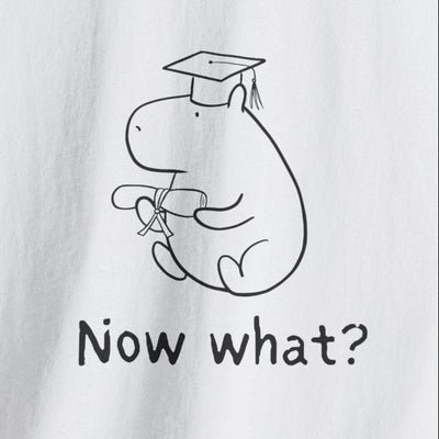Funny Graduation Shirt – “Now What?” Capybara Heavy Tee