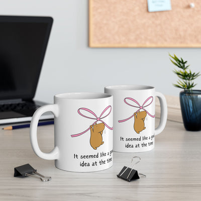 "It seemed like a good idea at the time" Capybara Pink Bow Coffee Mug
