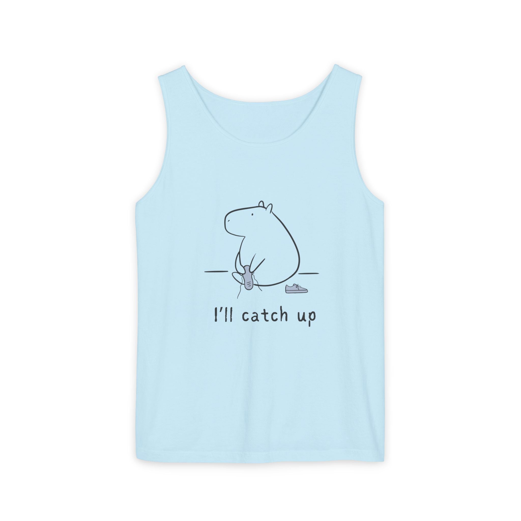 Funny Capybara Tank Top – “I'll Catch Up’” Premium Comfort Colors Tank