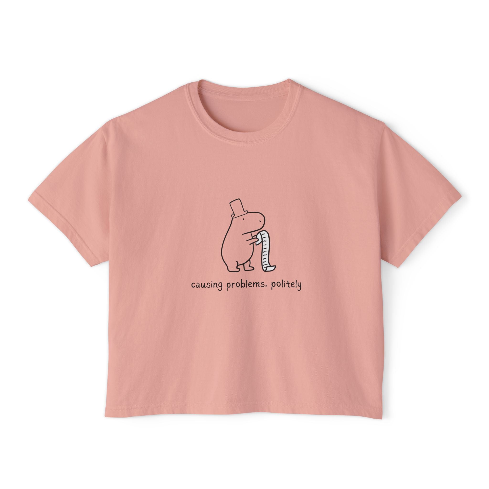 Funny Womens Boxy Tee - Capybara Causing Problems Politely