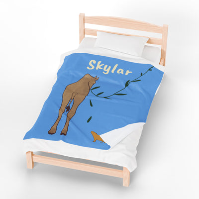 Personalized Giraffe Baby Blanket with Capybara – Custom Name Safari Nursery Blanket