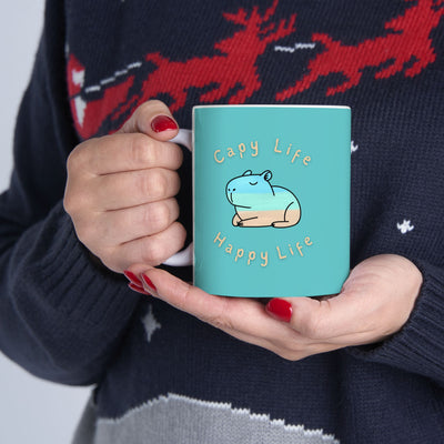 Capy Life Happy Life Capybara Mug – Coastal Chill Coffee Mug