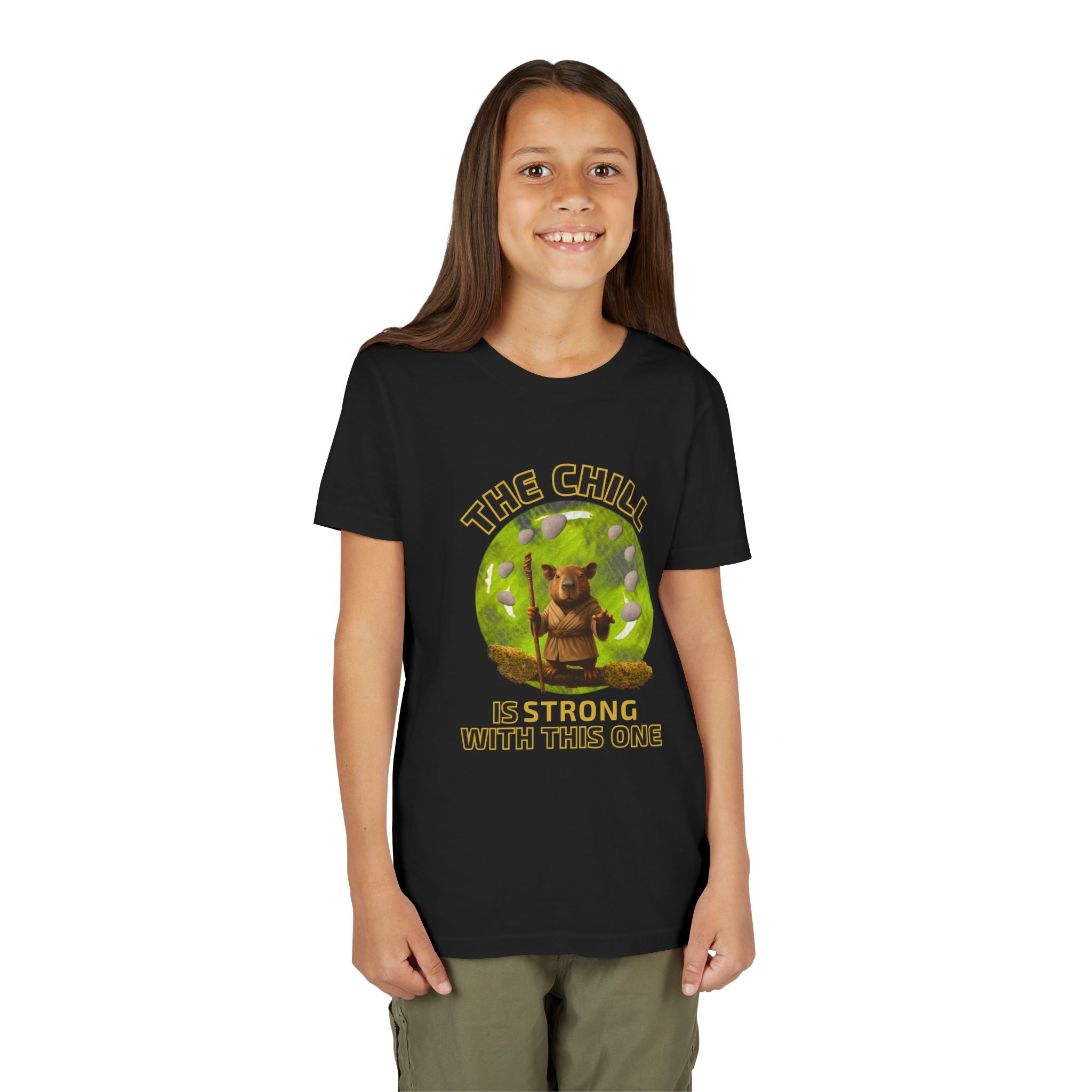 Star Wars Yoda Shirt – Funny Chill Capybara Tee – The Chill Is Strong With This One – Parody Unisex Youth Tee