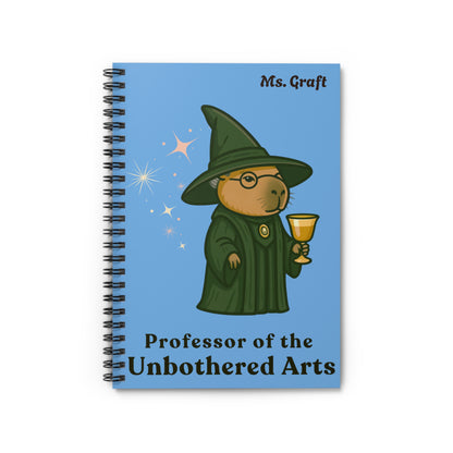 Professor of the Unbothered Arts Notebook | Personalized Wizard Journal | Custom Name Gift for Teachers & Potter Fans | Capybara Notebook