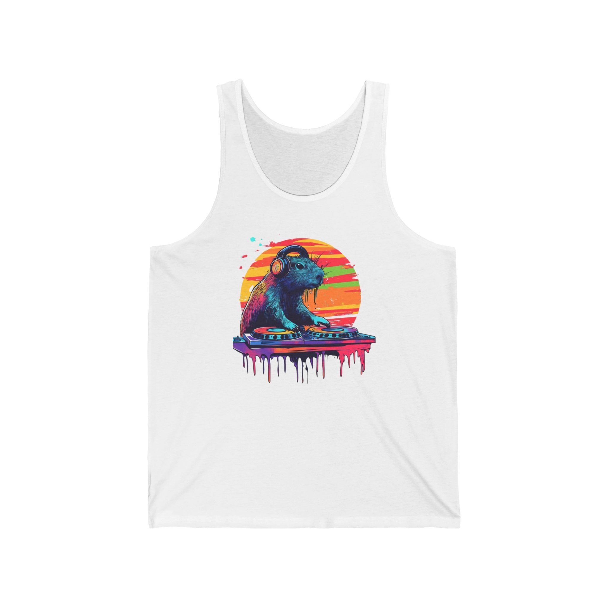 DJ Capybara Double Turntable - Unisex Adult Jersey Tank