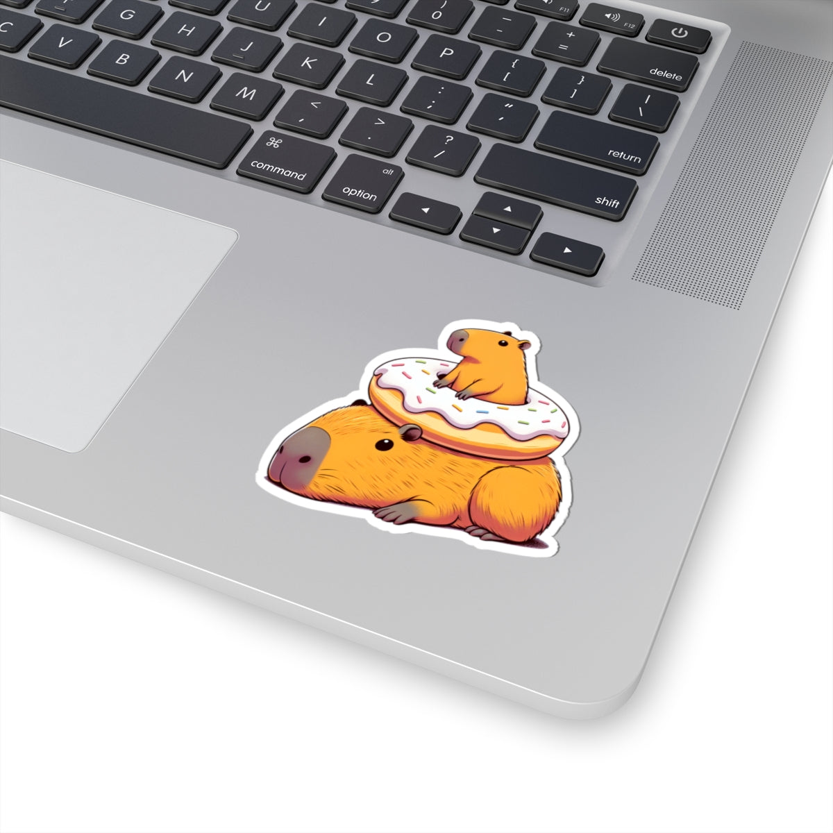 Capybara Donut Sticker — Cute Capybara Vinyl Kiss-Cut Decal for Laptops & Water Bottles