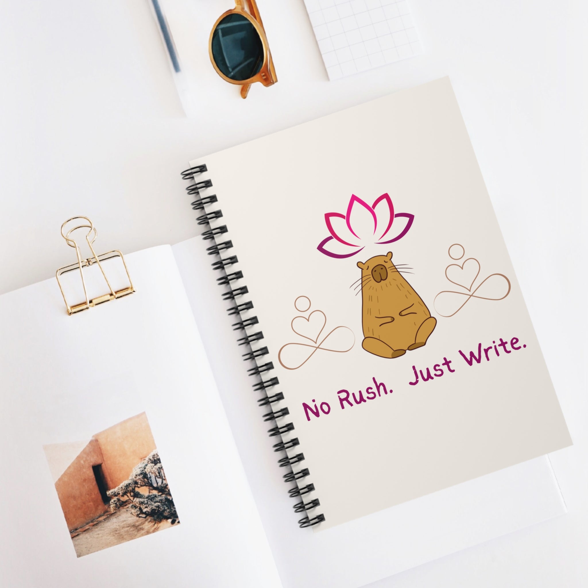 Capybara Aesthetic Notebook – No Rush Just Write Journal