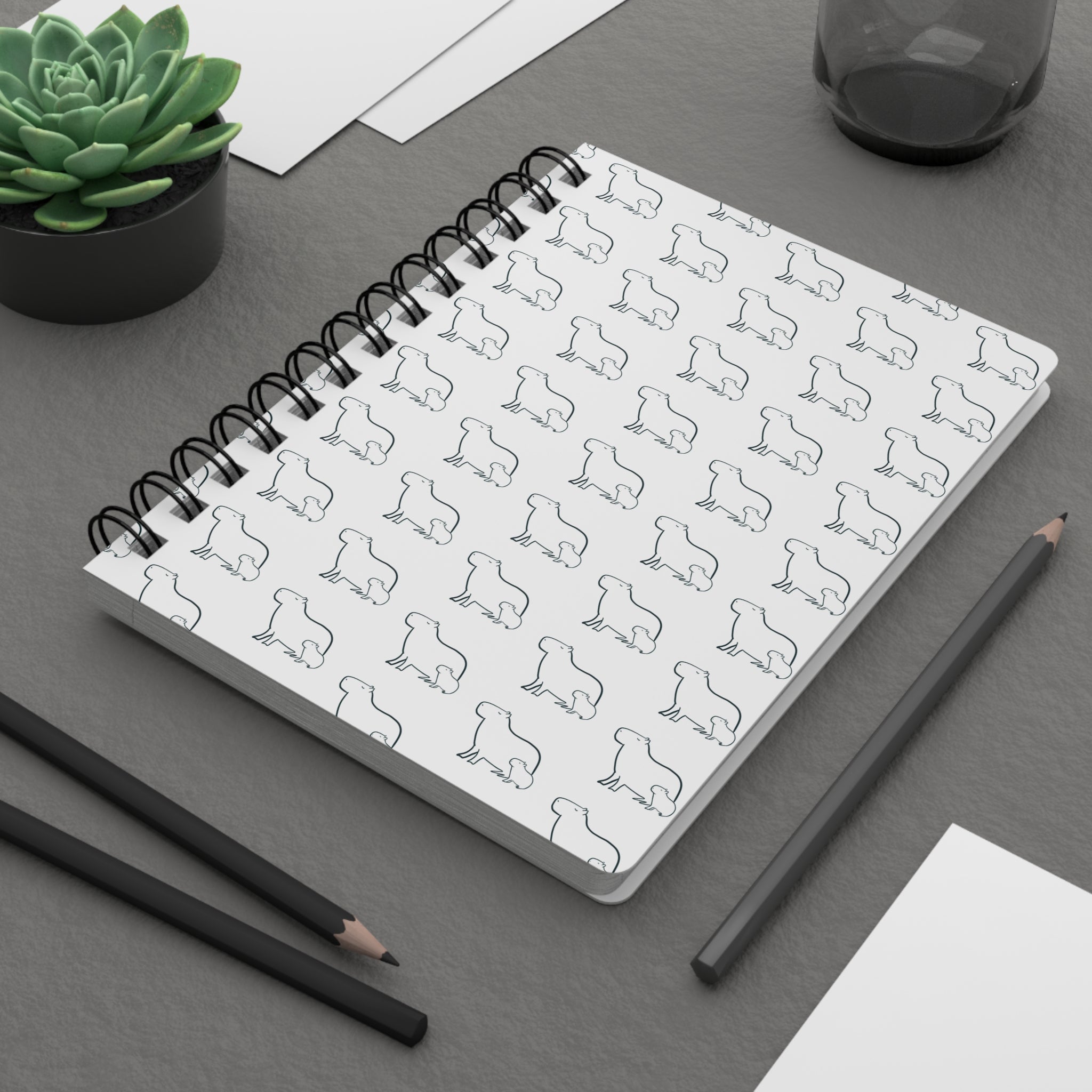 Minimalist Capybara Spiral Notebook – Mom and Baby Pattern Journal