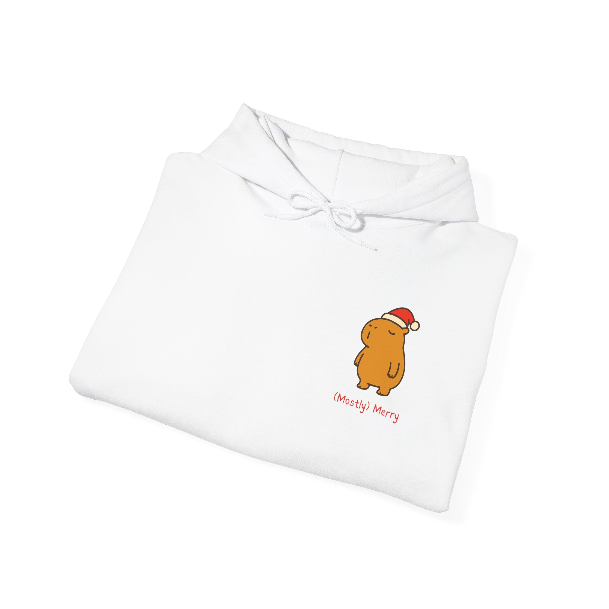 Funny Adult Christmas Hoodie – (Mostly) Merry Capybara Santa Sweatshirt | Cozy Holiday Apparel