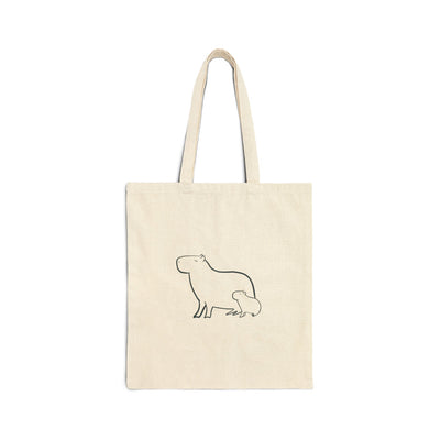 Minimalist Capybara Canvas Tote - Mom and Baby Walking Tote Bag